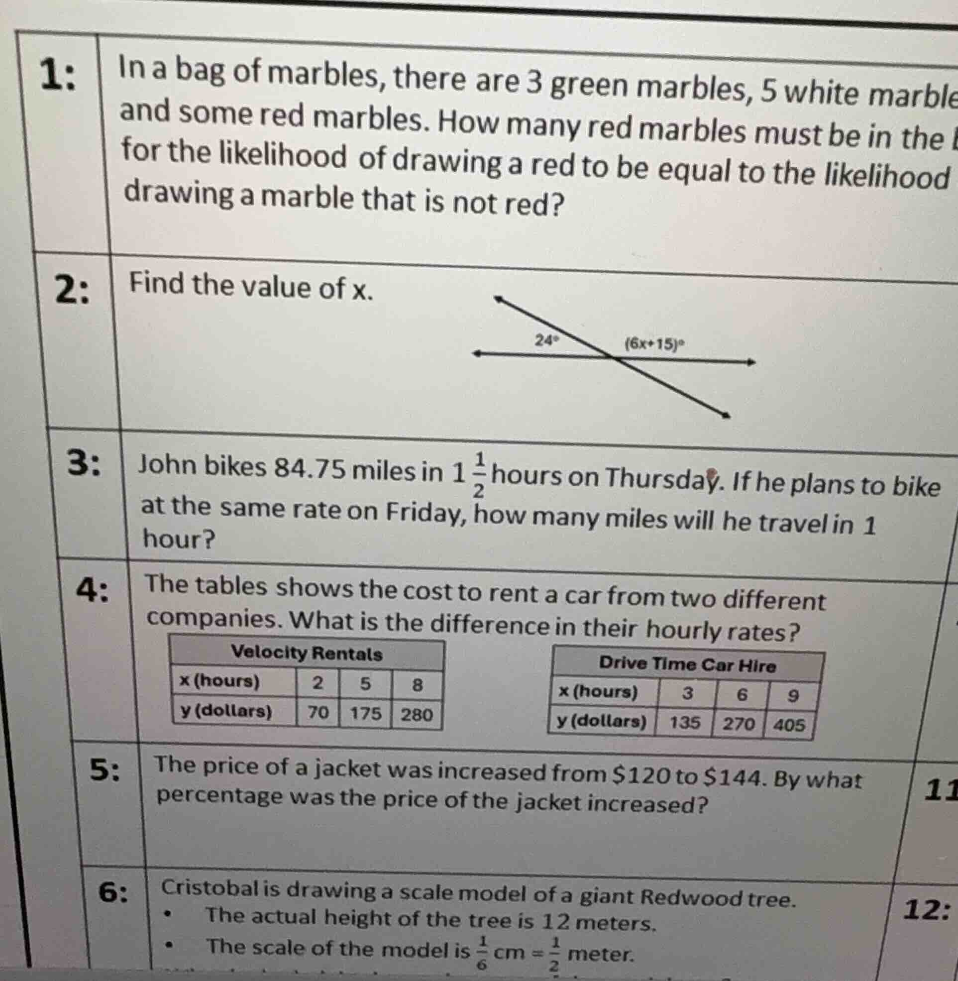 1: in a bag of marbles, there are 3 green marbles, 5 white marbles and …