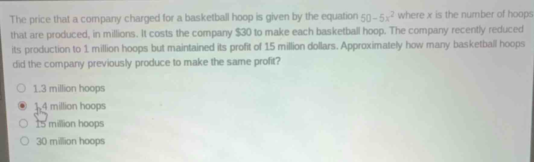 the price that a company charged for a basketball hoop is given by the …