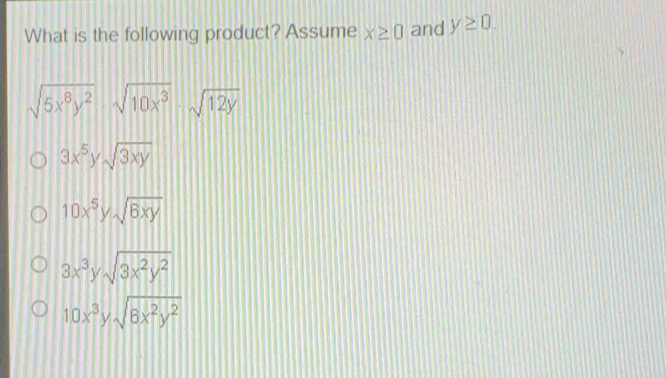 what is the following product? assume \\(x \\ge 0\\) and \\(y \\ge 0\\)…
