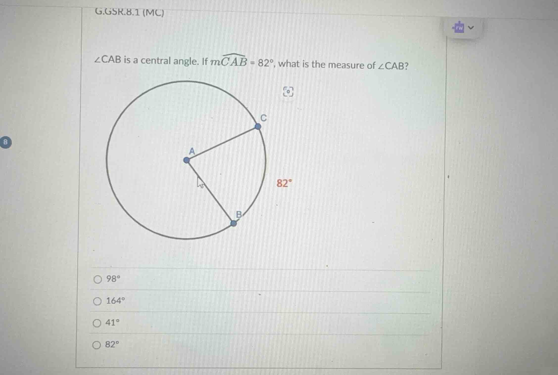 g.gsr.8.1 (mc) \\(\\angle cab\\) is a central angle. if \\(m\\widehat{c…