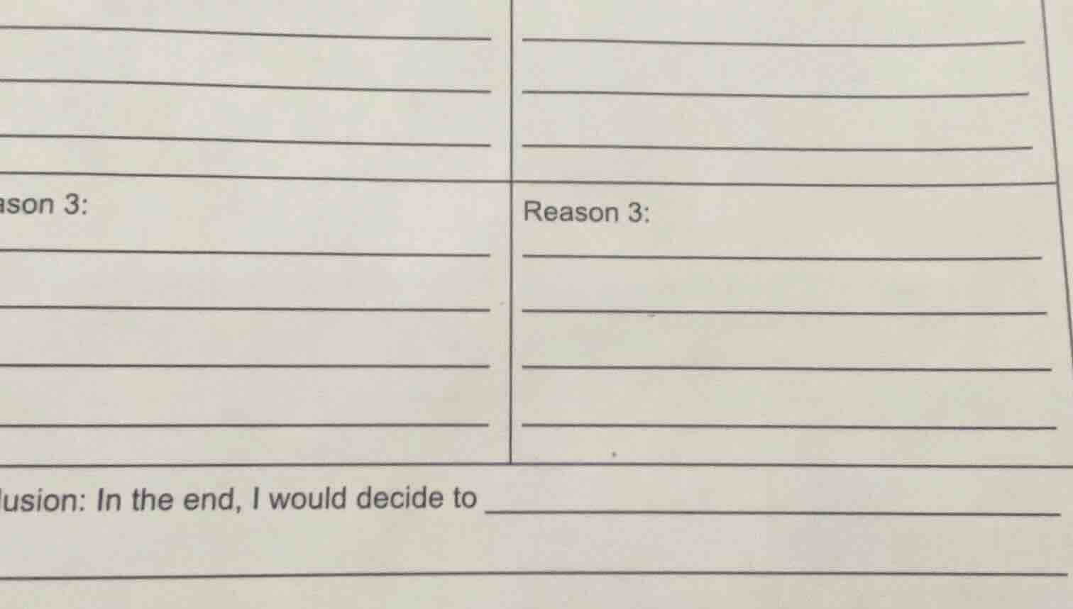 reason 3: reason 3: conclusion: in the end, i would decide to