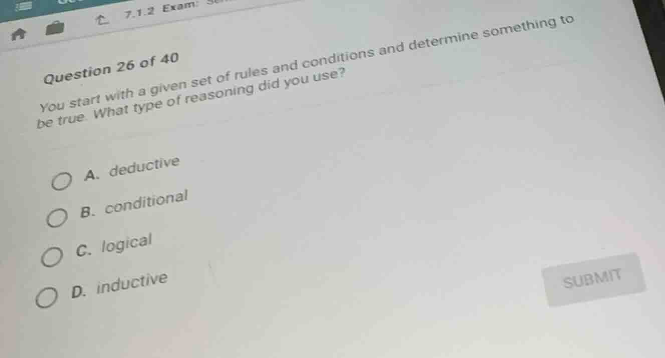 question 26 of 40 you start with a given set of rules and conditions an…