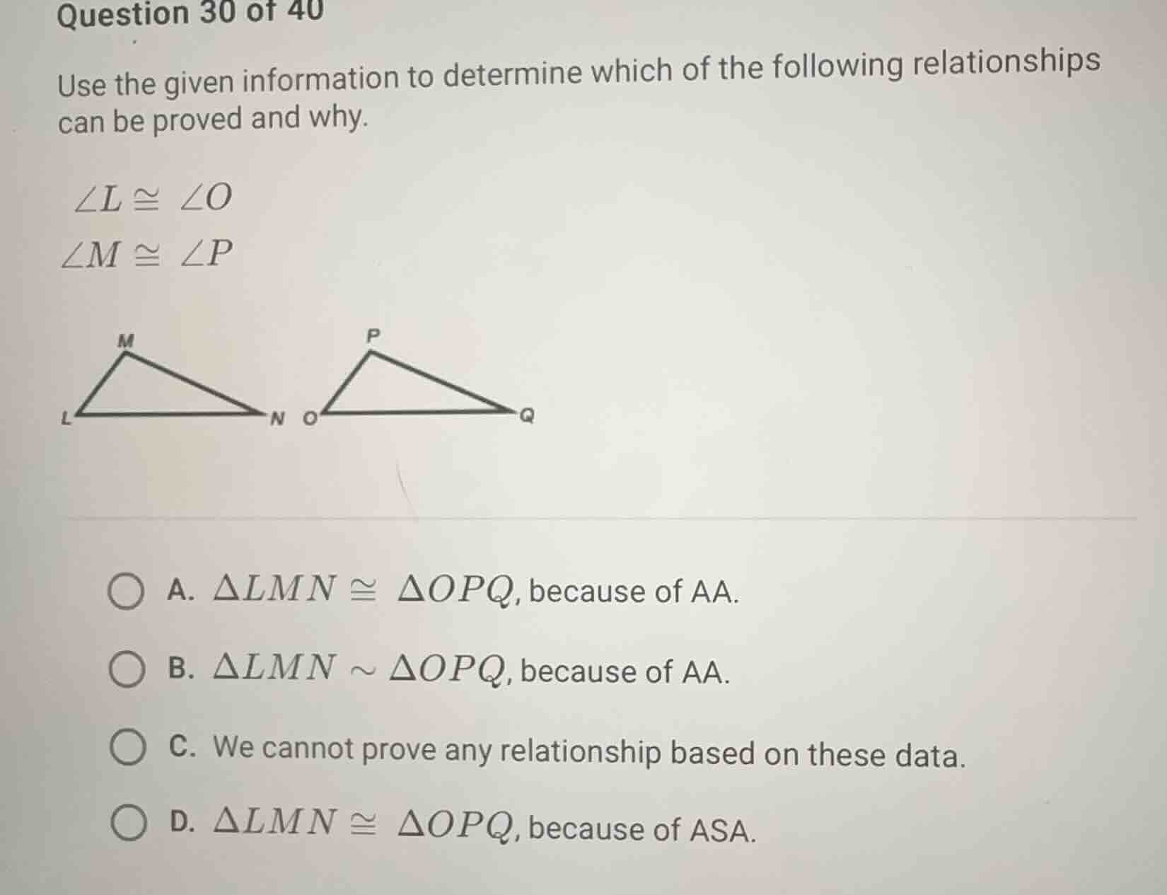 use the given information to determine which of the following relations…