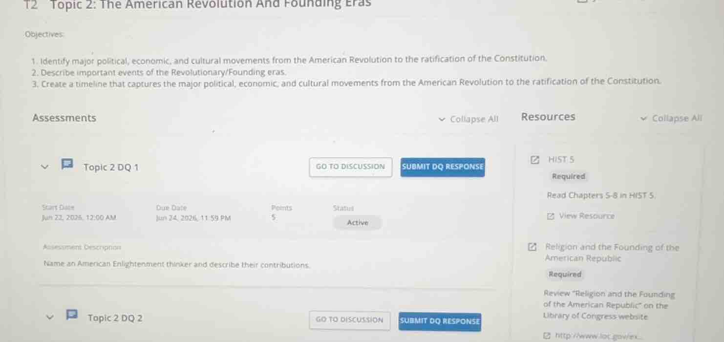 topic 2: the american revolution and founding eras objectives: 1. ident…