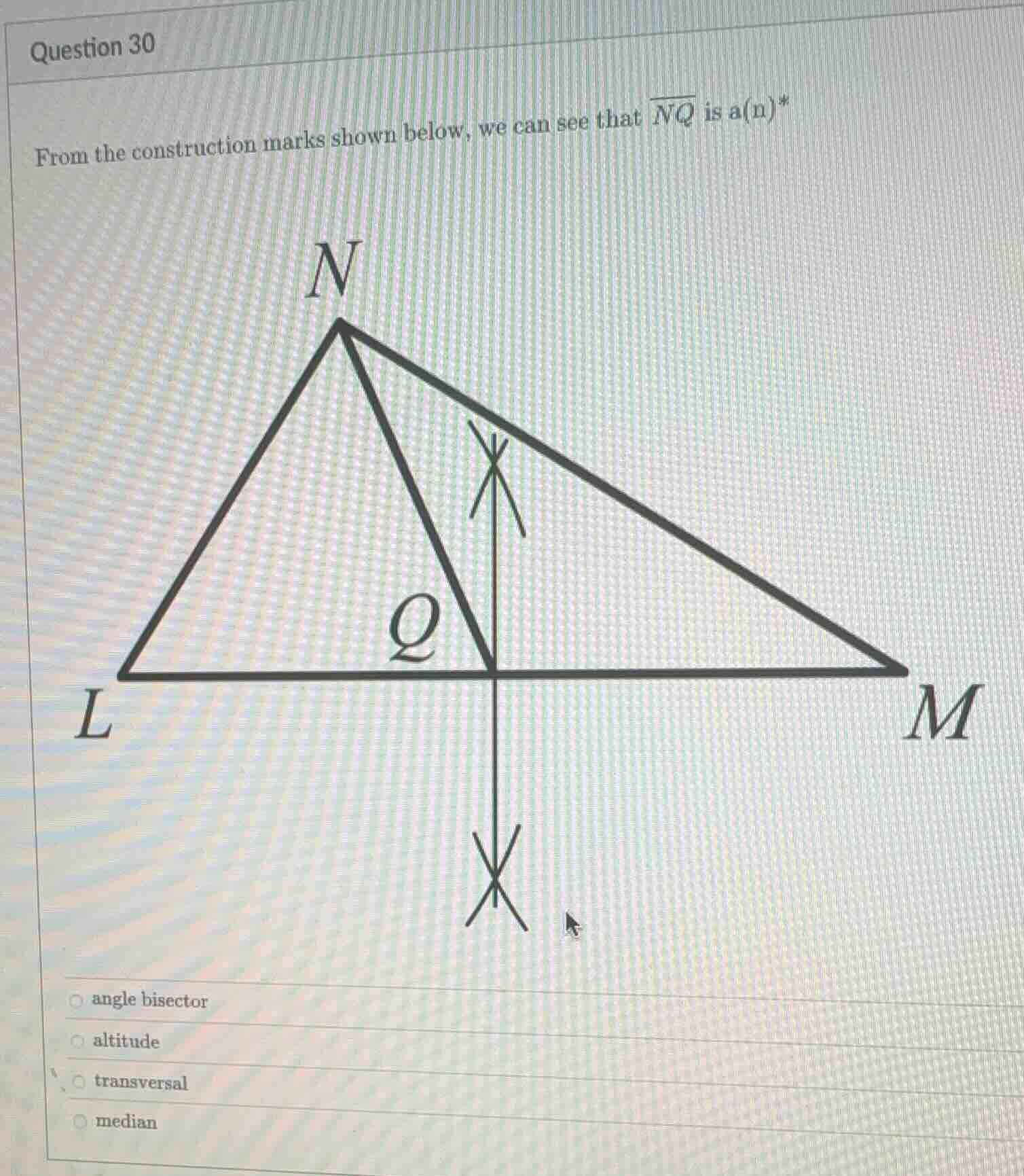 question 30 from the construction marks shown below, we can see that \\…