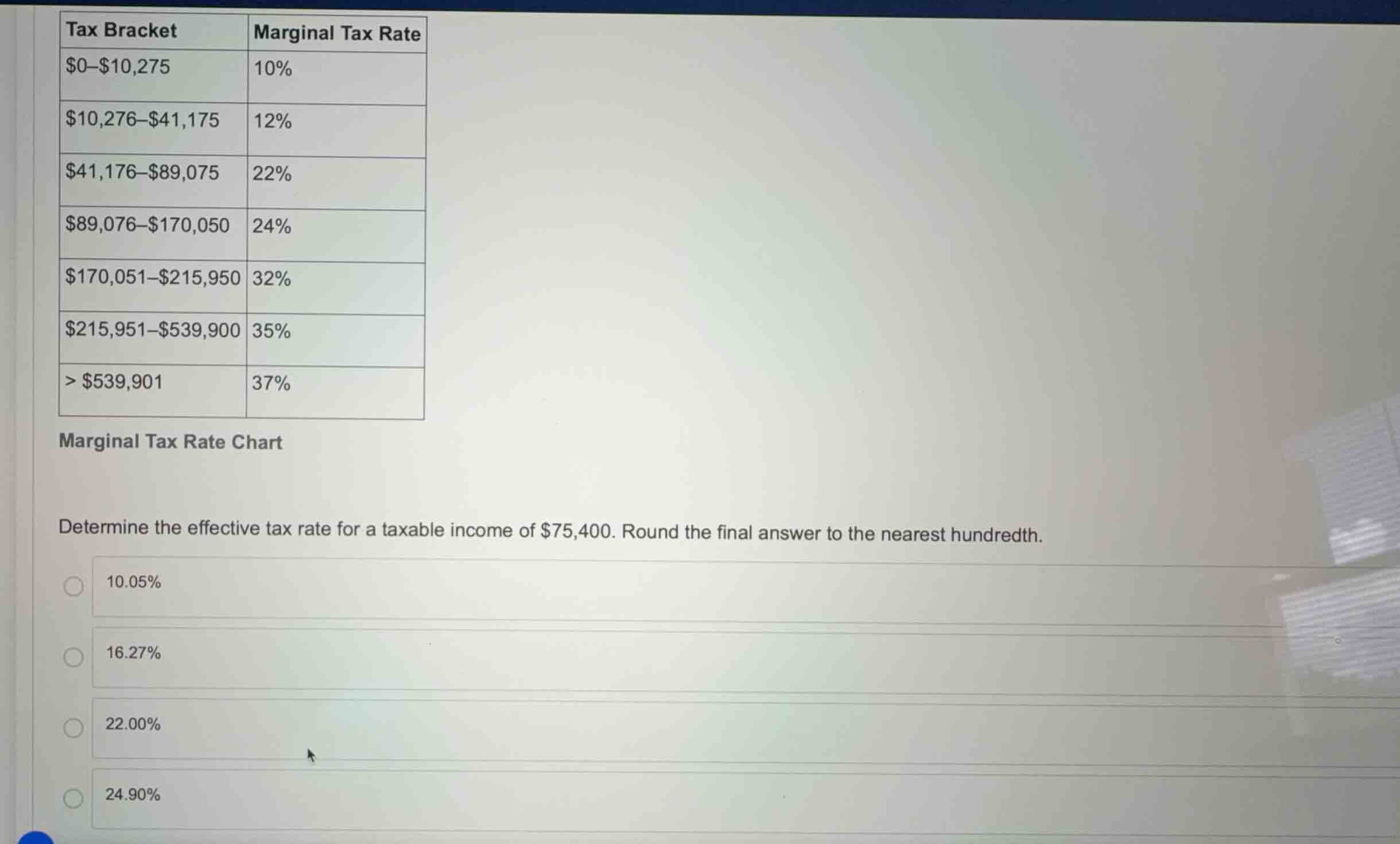 marginal tax rate chart determine the effective tax rate for a taxable …