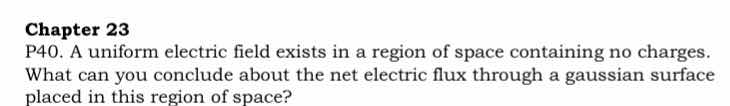 chapter 23 p40. a uniform electric field exists in a region of space co…