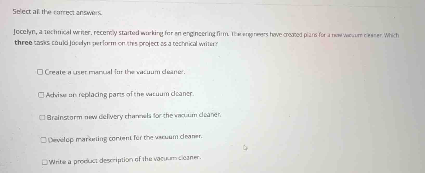 select all the correct answers. jocelyn, a technical writer, recently s…