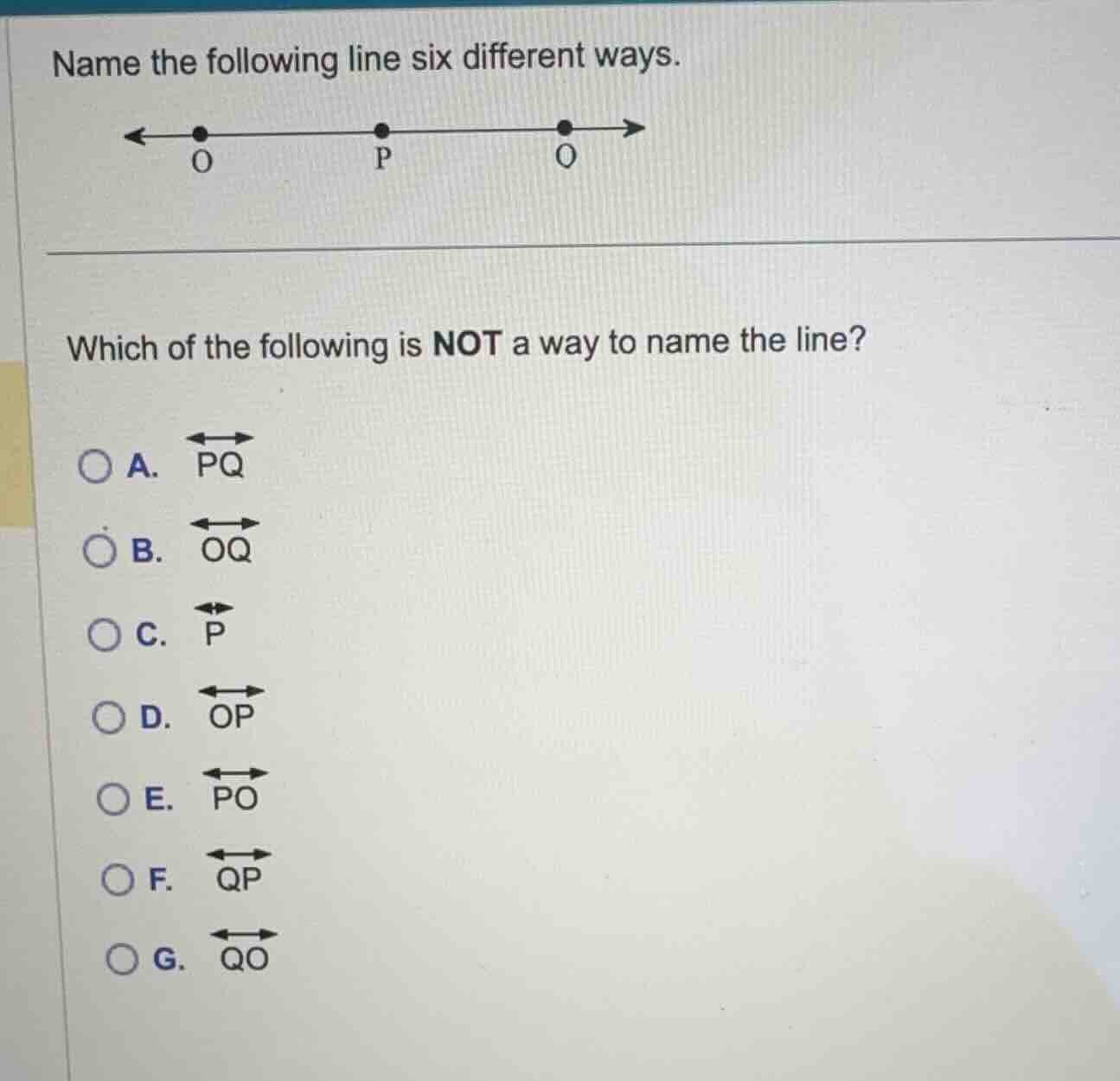 name the following line six different ways. which of the following is n…