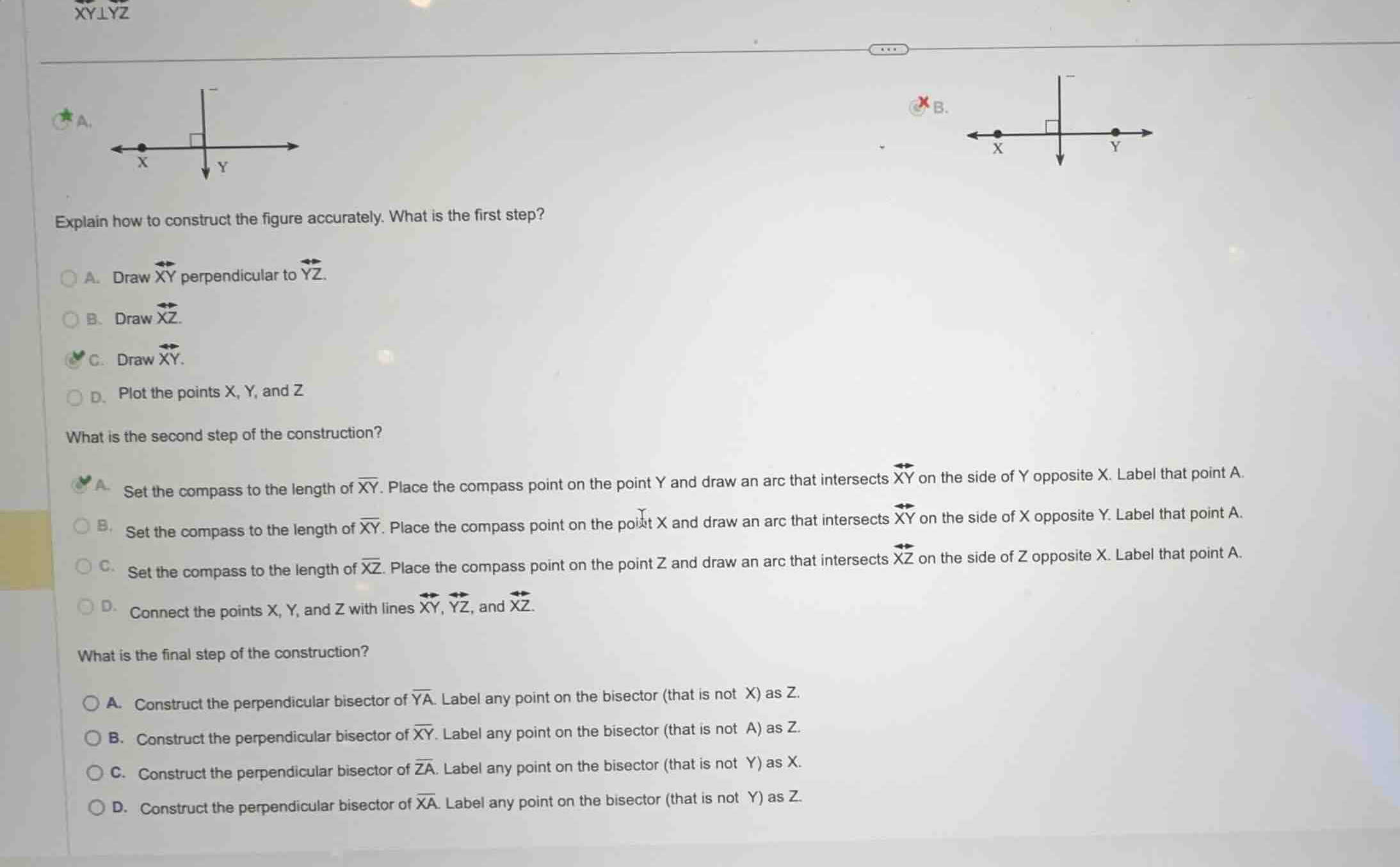 explain how to construct the figure accurately. what is the first step?…