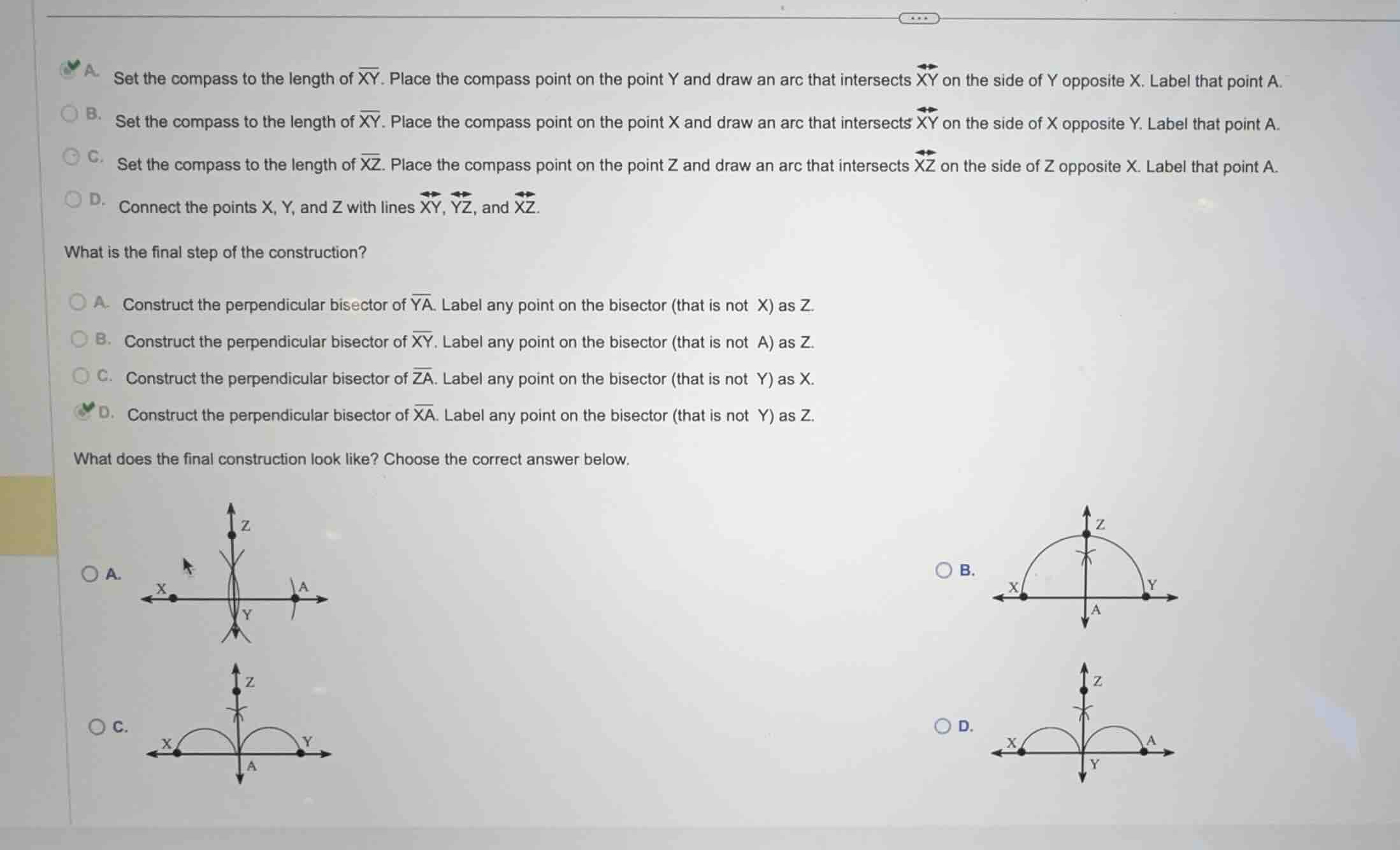 a. set the compass to the length of \\(xy\\). place the compass point o…