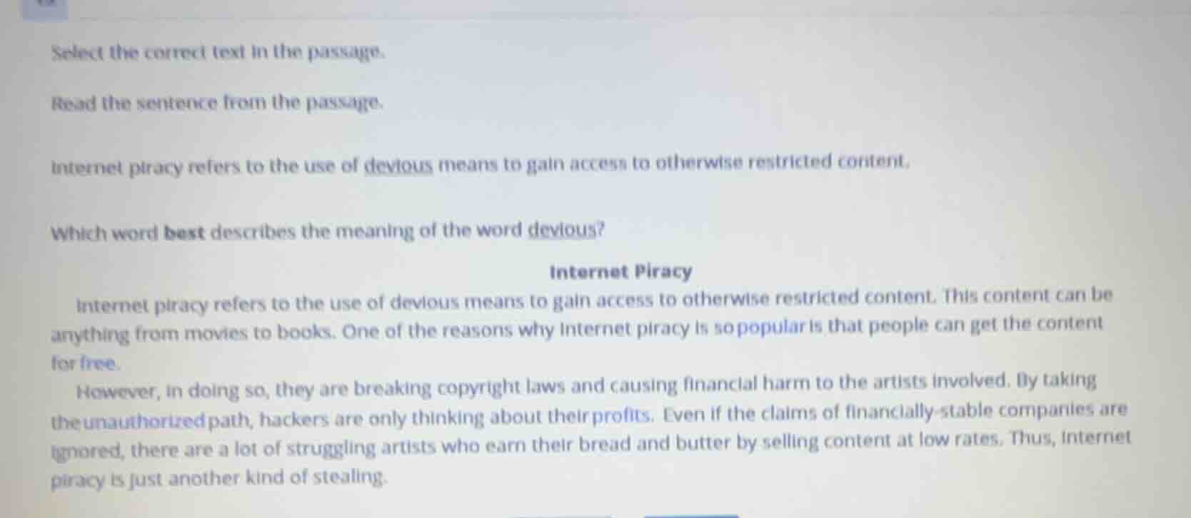 select the correct text in the passage. read the sentence from the pass…