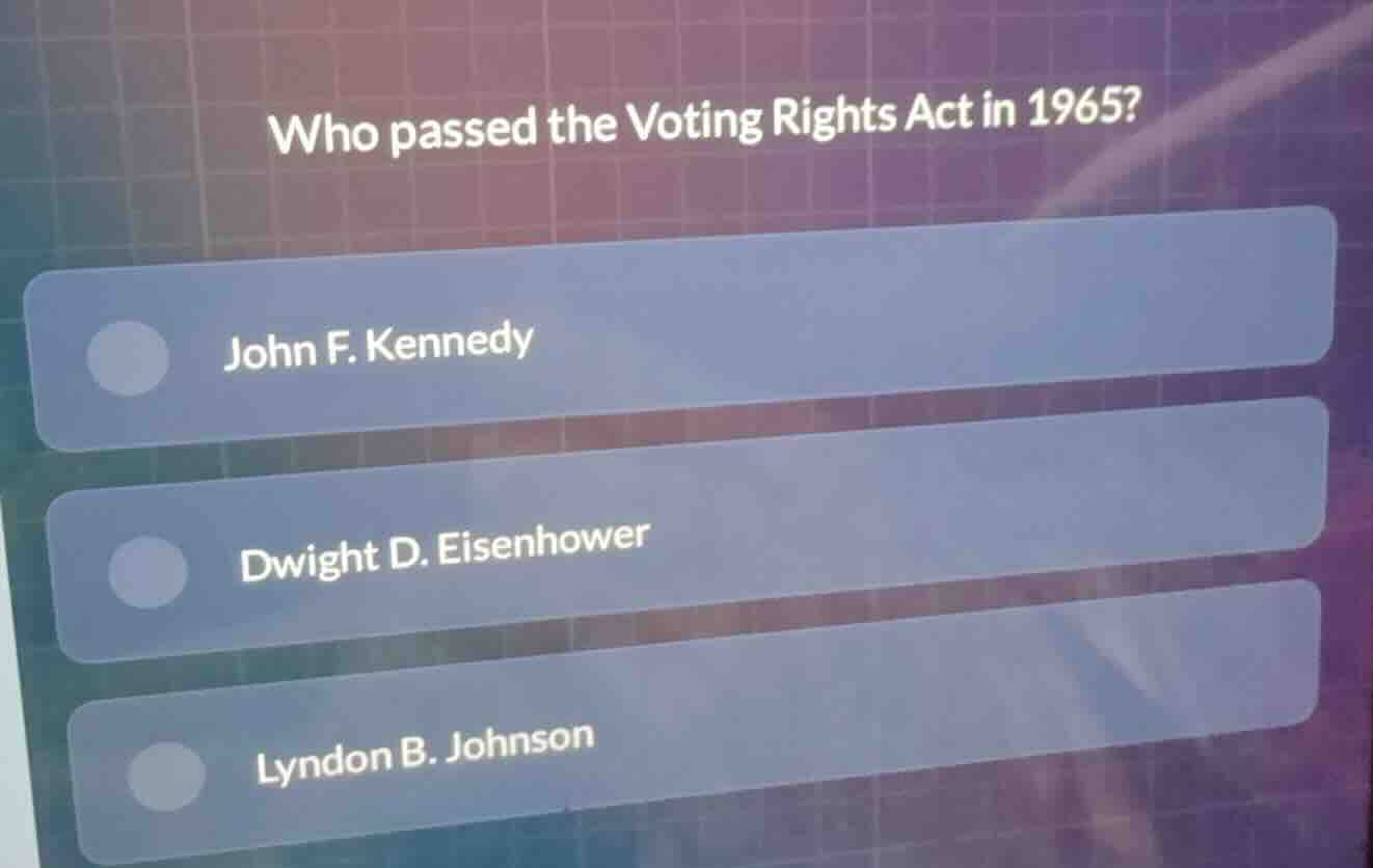 who passed the voting rights act in 1965? john f. kennedy dwight d. eis…