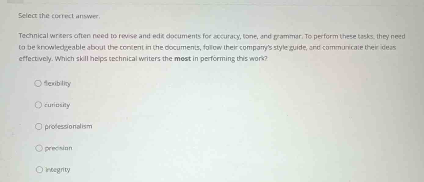 select the correct answer. technical writers often need to revise and e…