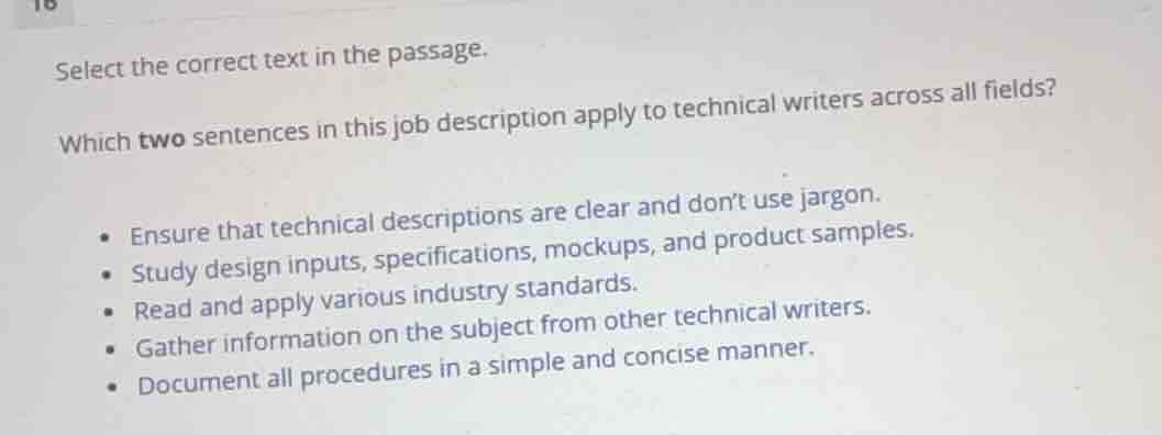 select the correct text in the passage. which two sentences in this job…