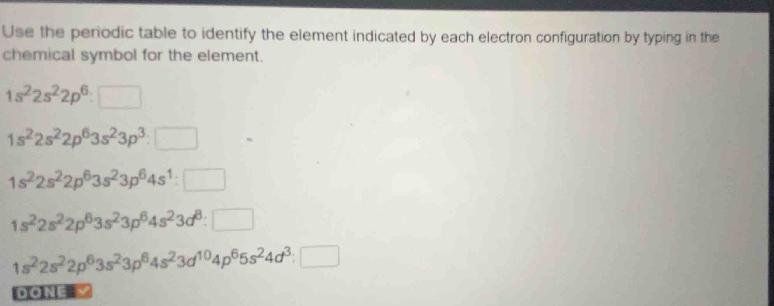 use the periodic table to identify the element indicated by each electr…
