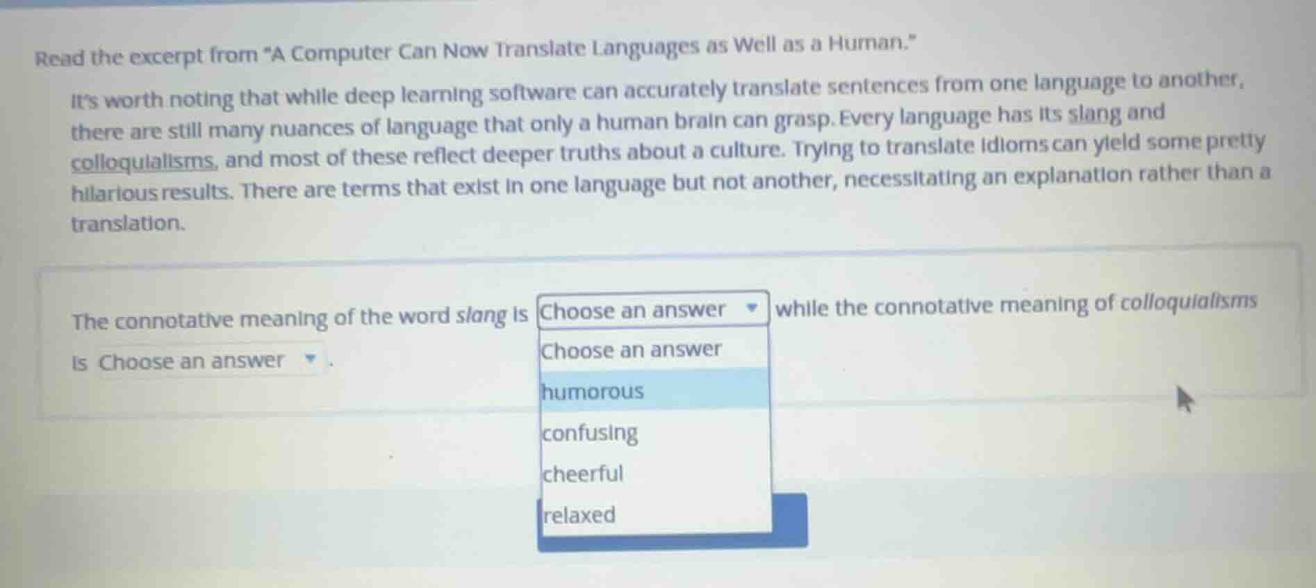 read the excerpt from \a computer can now translate languages as well a…