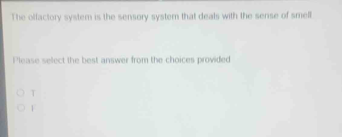 the olfactory system is the sensory system that deals with the sense of…