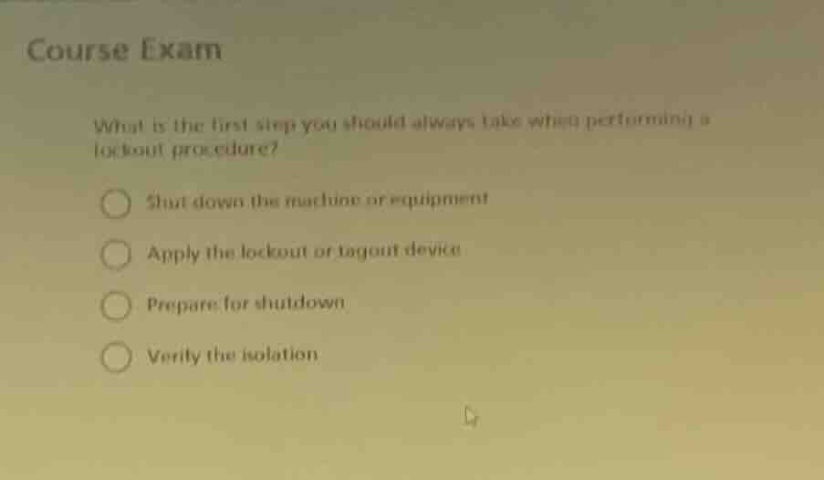 course exam what is the first step you should always take when performi…