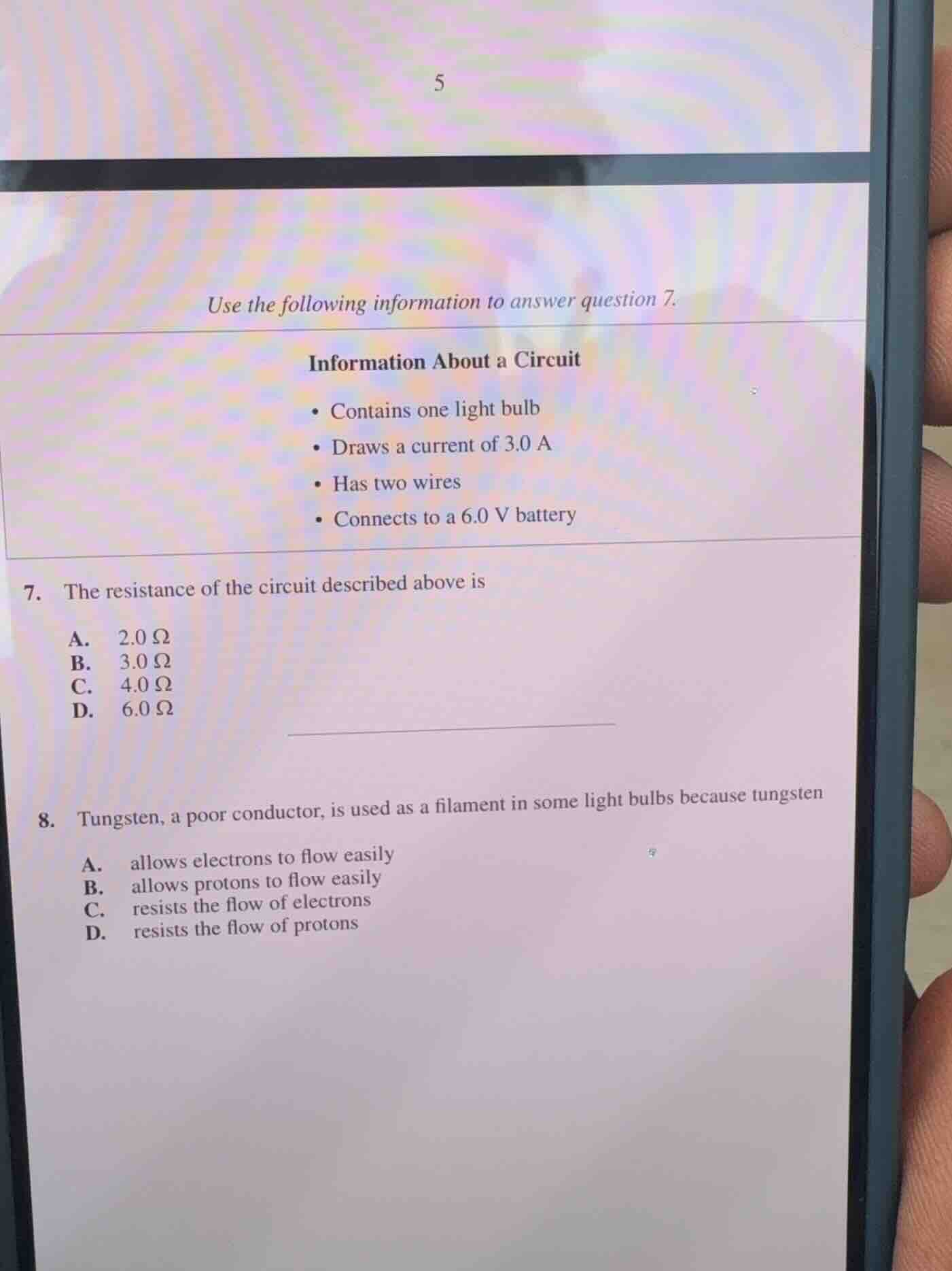 use the following information to answer question 7. information about a…