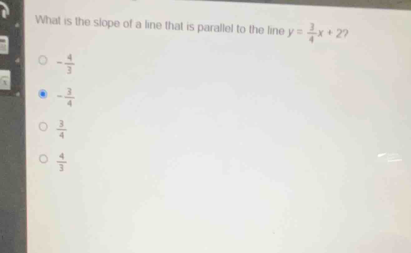 what is the slope of a line that is parallel to the line (y = \\frac{3}…