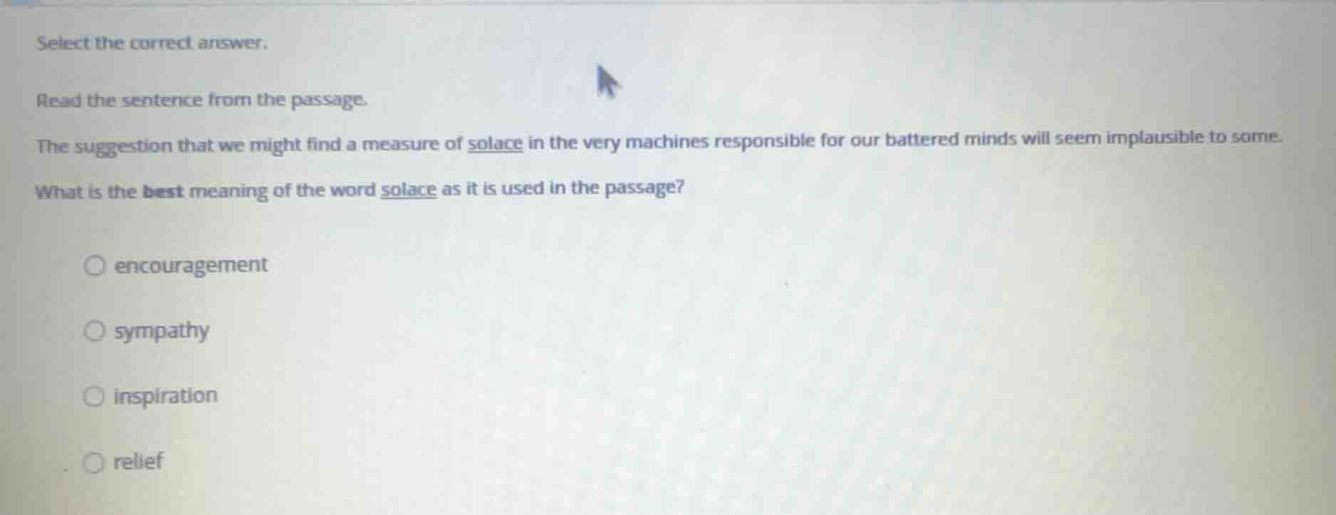 select the correct answer. read the sentence from the passage. the sugg…