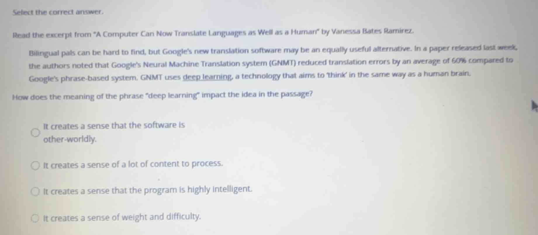 select the correct answer. read the excerpt from \a computer can now tr…