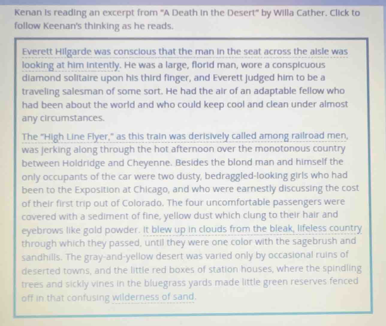 kenan is reading an excerpt from \a death in the desert\ by willa cathe…