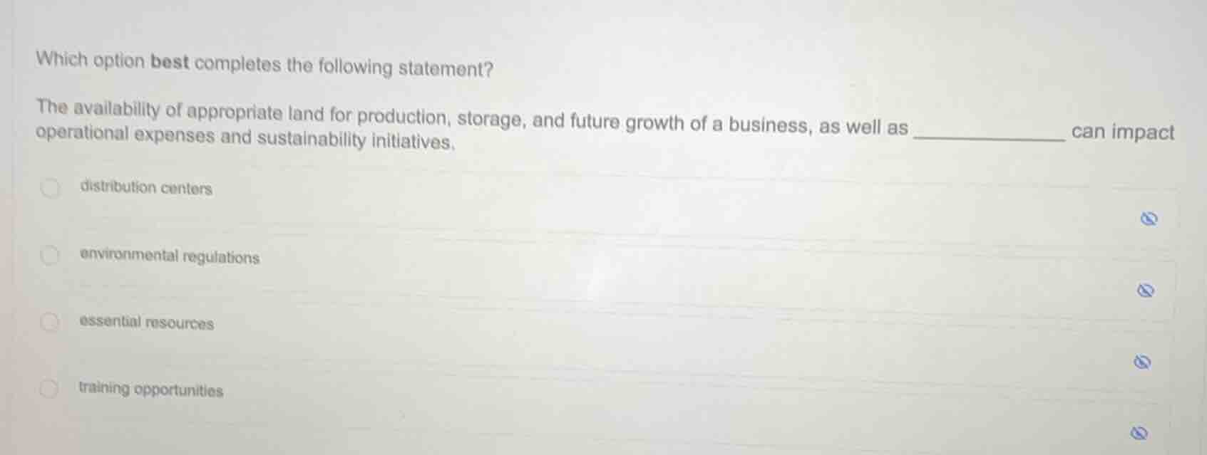 which option best completes the following statement? the availability o…