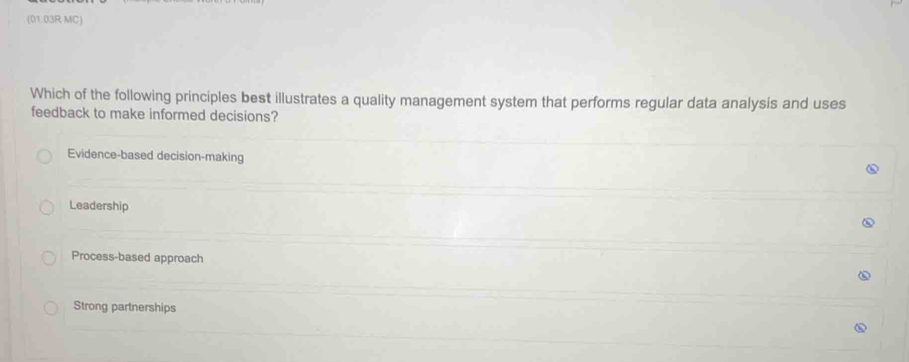 which of the following principles best illustrates a quality management…