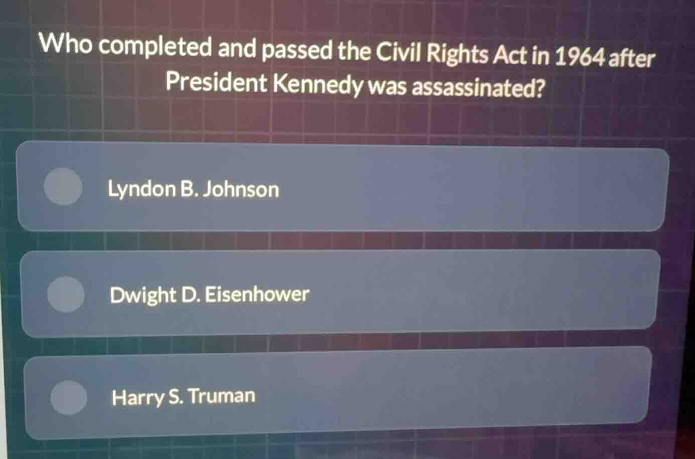 who completed and passed the civil rights act in 1964 after president k…