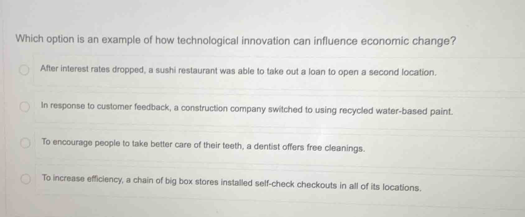 which option is an example of how technological innovation can influenc…