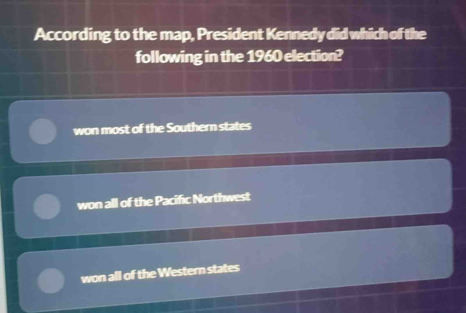 according to the map, president kennedy did which of the following in t…