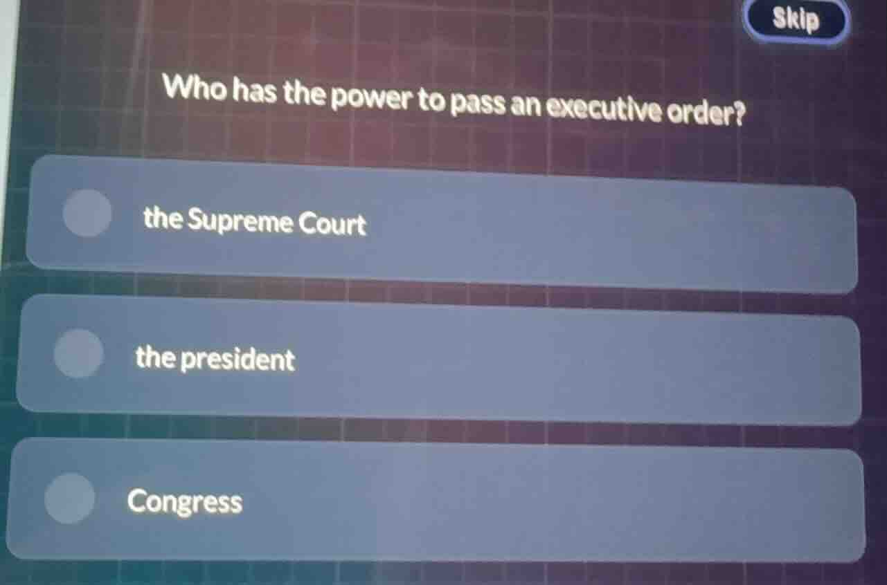 who has the power to pass an executive order? the supreme court the pre…