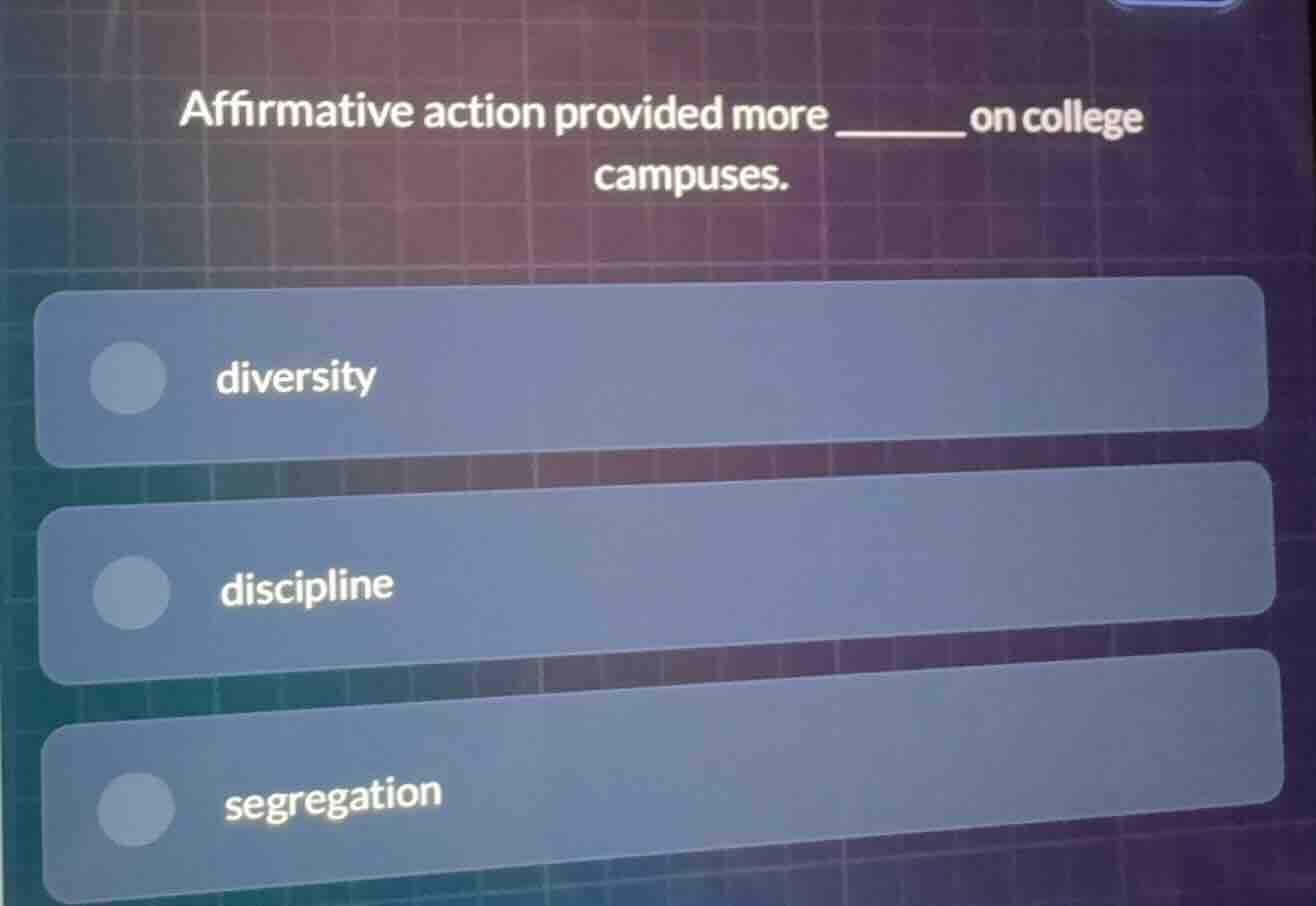 affirmative action provided more ______ on college campuses. diversity …
