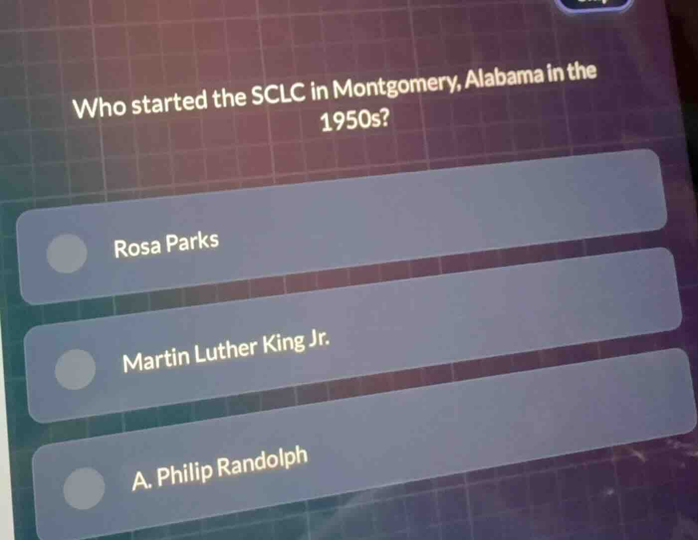 who started the sclc in montgomery, alabama in the 1950s? rosa parks ma…