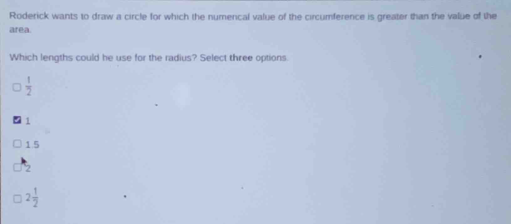 roderick wants to draw a circle for which the numerical value of the ci…