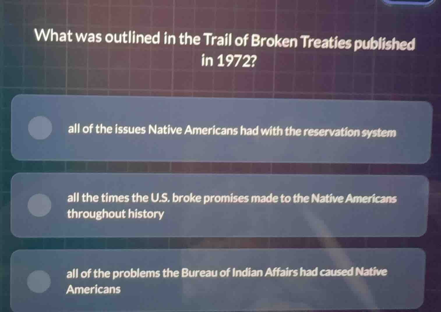 what was outlined in the trail of broken treaties published in 1972? - …