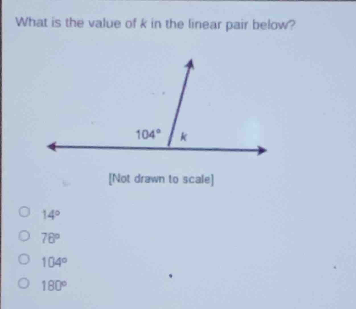 what is the value of k in the linear pair below? not drawn to scale (a)…