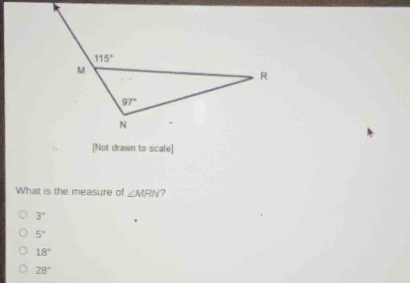 not drawn to scale what is the measure of \\(\\angle mrn\\)? \\(3^\\cir…