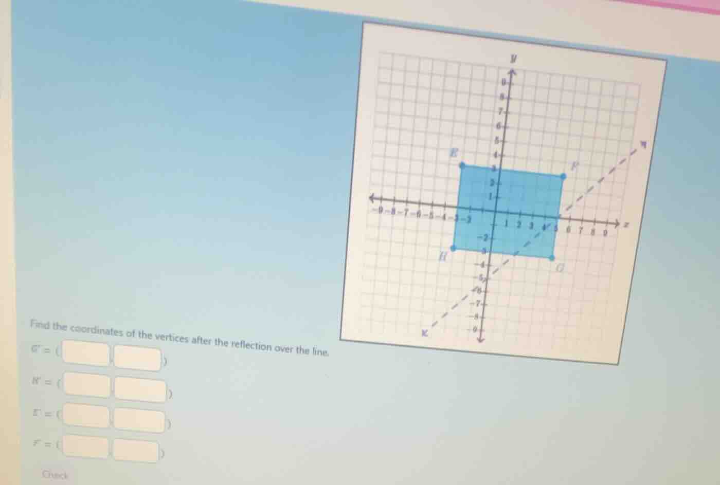 find the coordinates of the vertices after the reflection over the line…