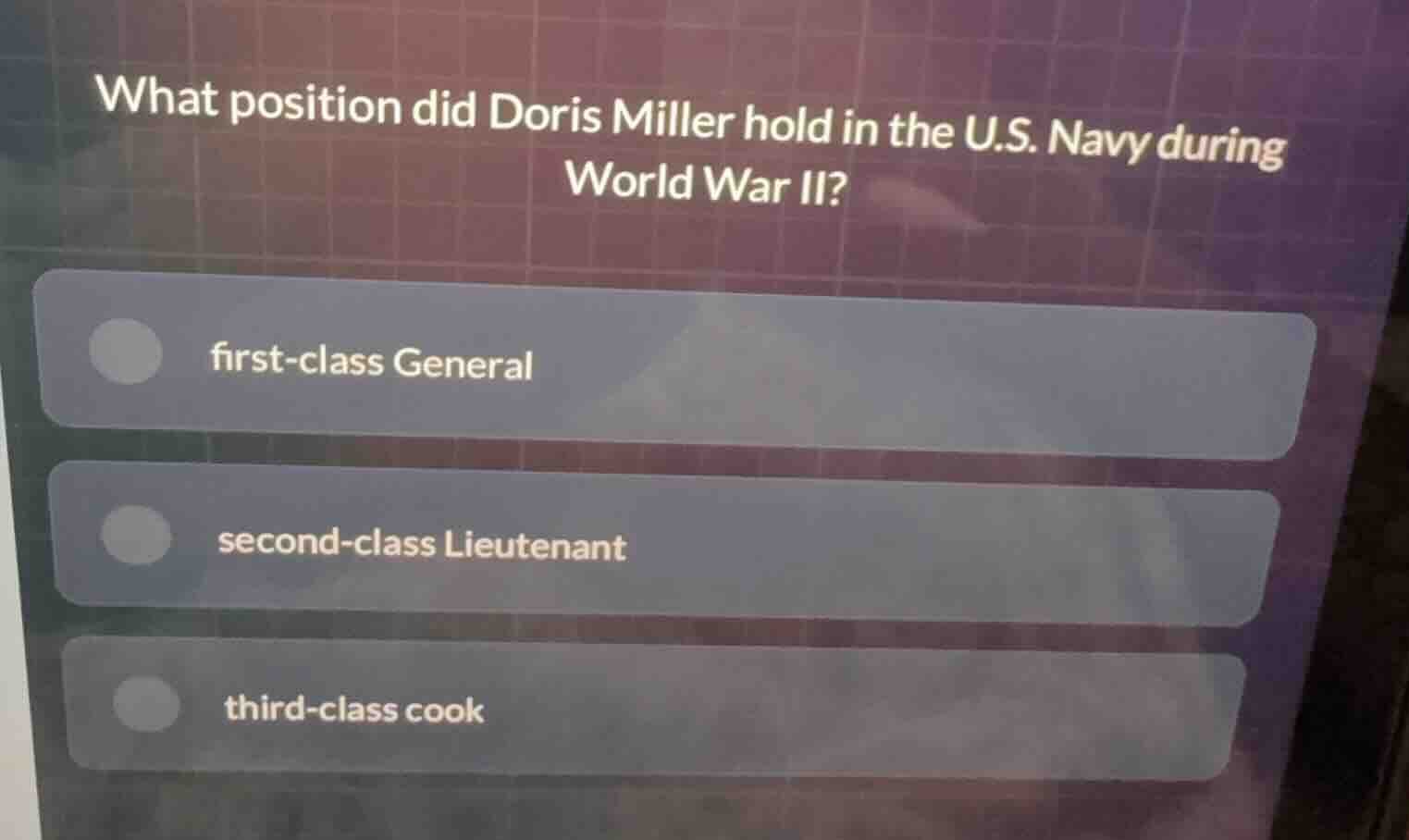 what position did doris miller hold in the u.s. navy during world war i…