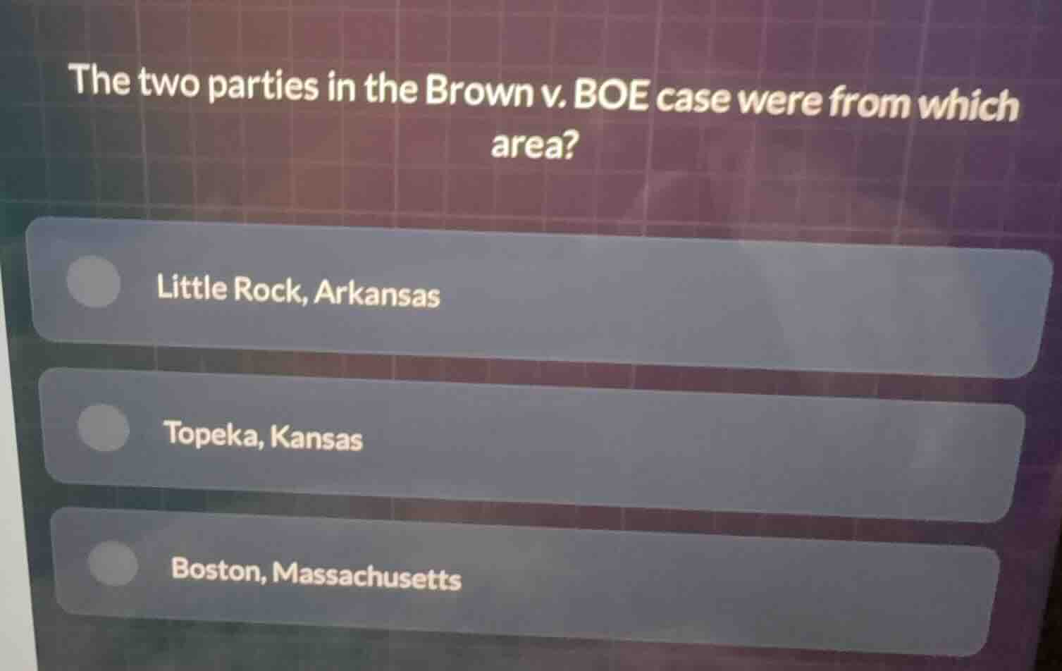 the two parties in the brown v. boe case were from which area? little r…