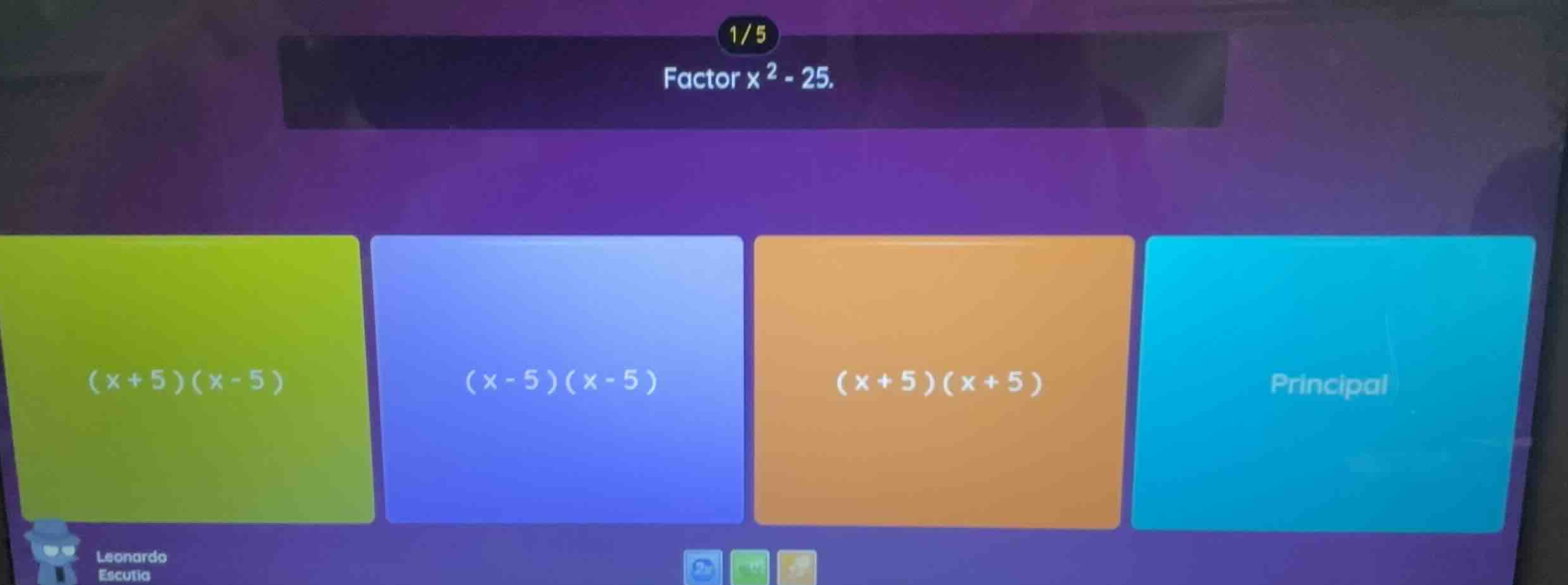 factor \\(x^2 - 25\\). options: - \\((x + 5)(x - 5)\\) - \\((x - 5)(x -…