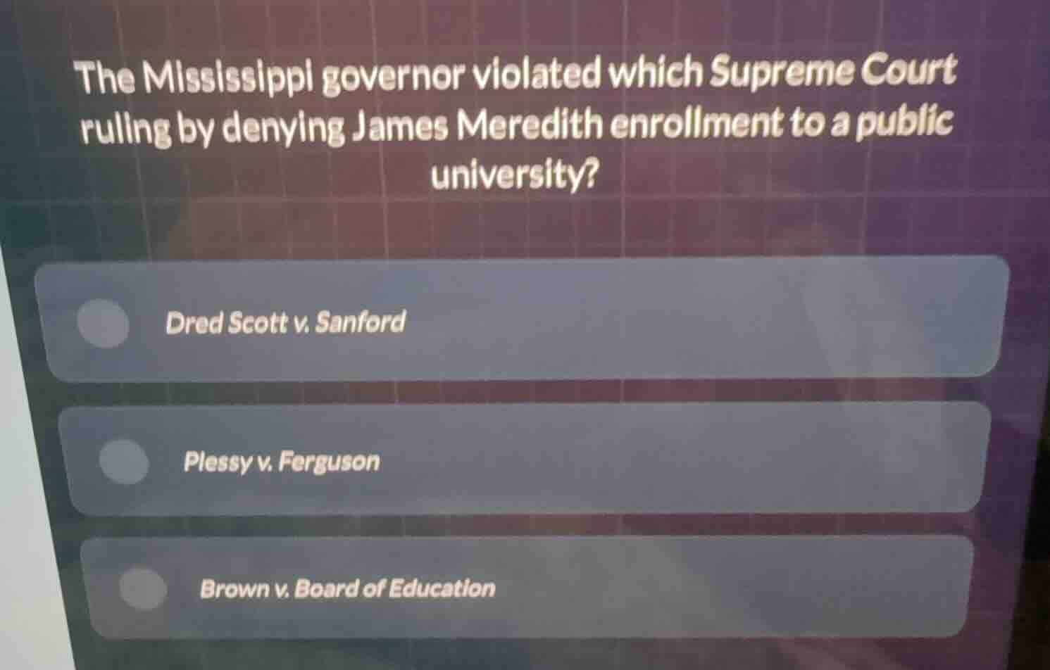 the mississippi governor violated which supreme court ruling by denying…