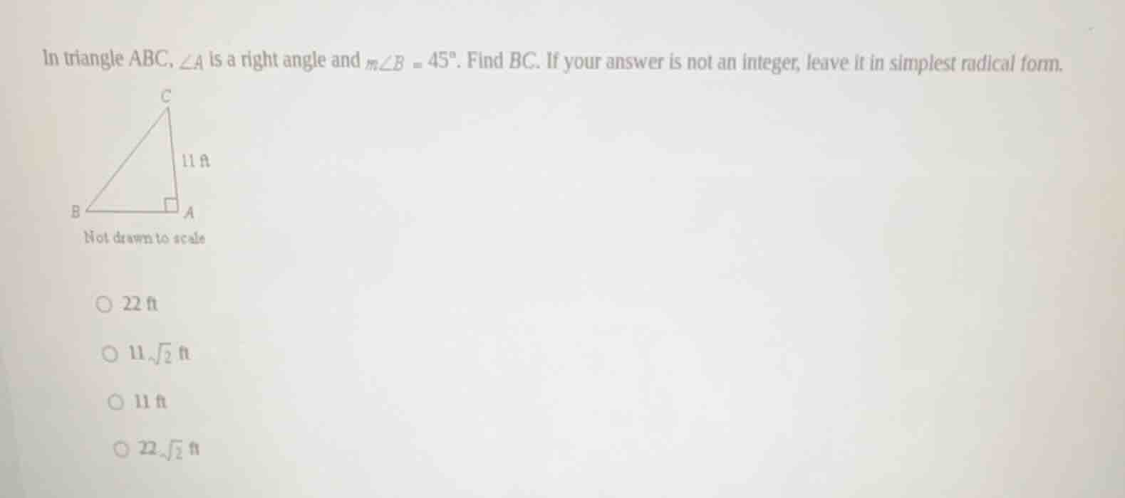in triangle abc, \\(\\angle a\\) is a right angle and \\(m\\angle b = 4…