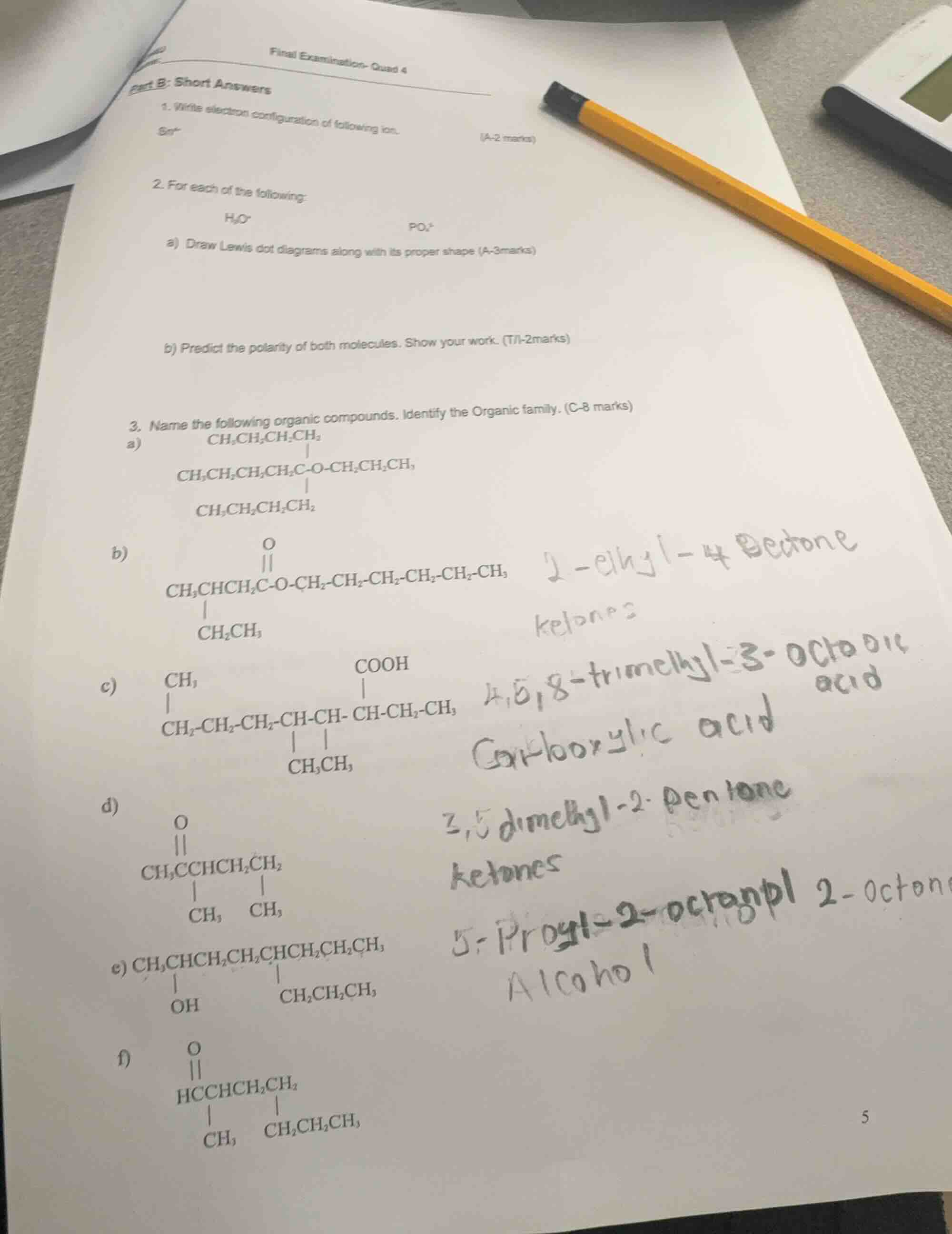 final examination- quad 4 part b: short answers 1. write electron confi…