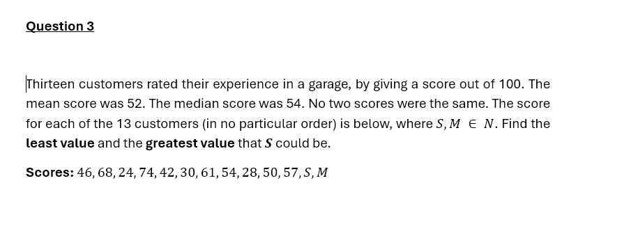 question 3 thirteen customers rated their experience in a garage, by gi…