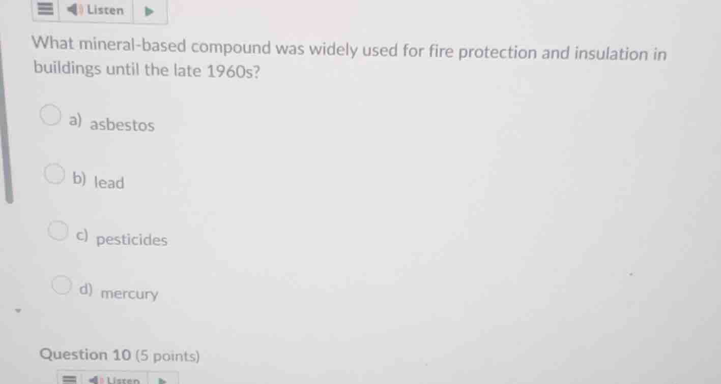 what mineral-based compound was widely used for fire protection and ins…
