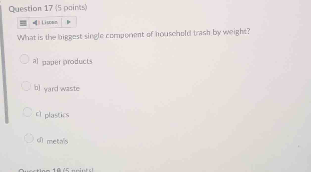 question 17 (5 points) what is the biggest single component of househol…